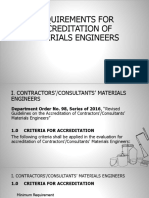 Requirements For Accreditation of Materials Engineers