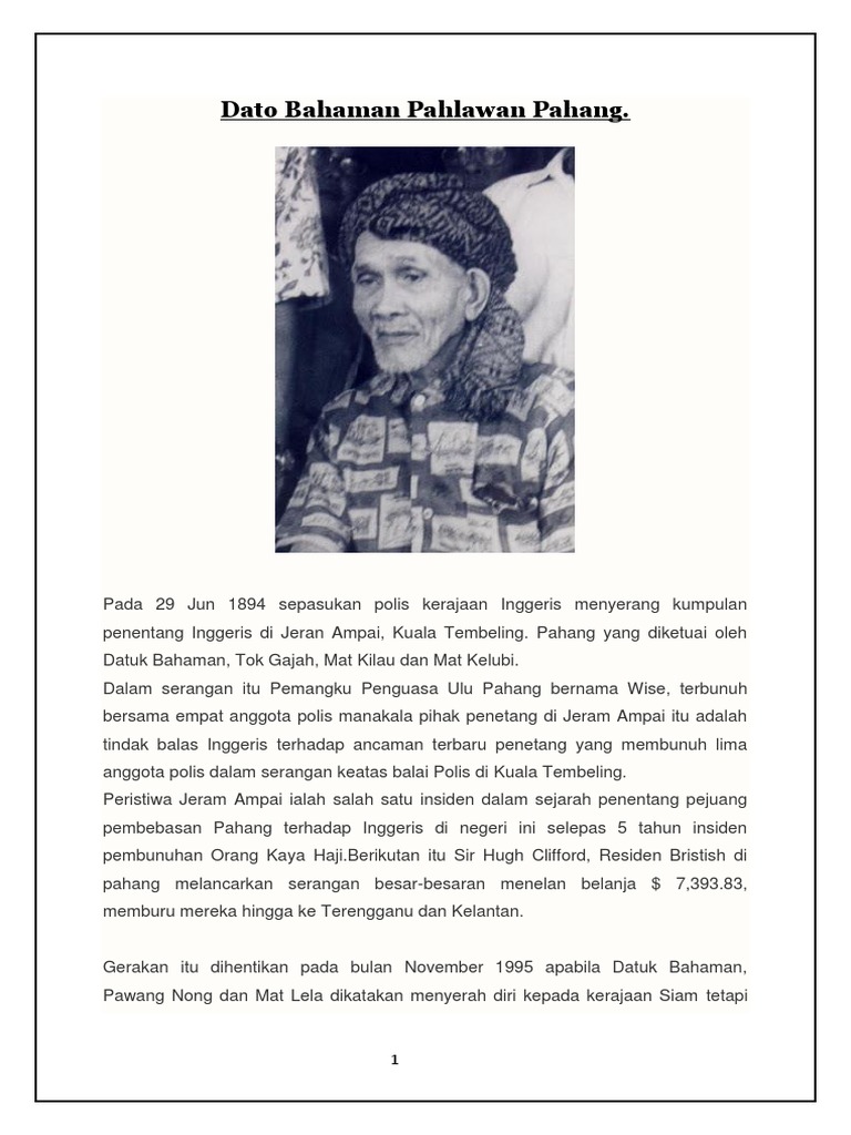 Dato Bahaman | PDF