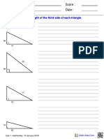 Name: Teacher: Date: Score:: Find The Length of The Third Side of Each Triangle