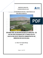Informe de Sistematización de Información de Recursos Hídricos de la Cuenca Quilca Vitor Chili por Encargo del Proyecto de Modernización de los Recursos Hídricos