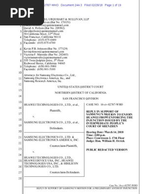 18 02 28 Samsung Reply Brief Case Law United States Law