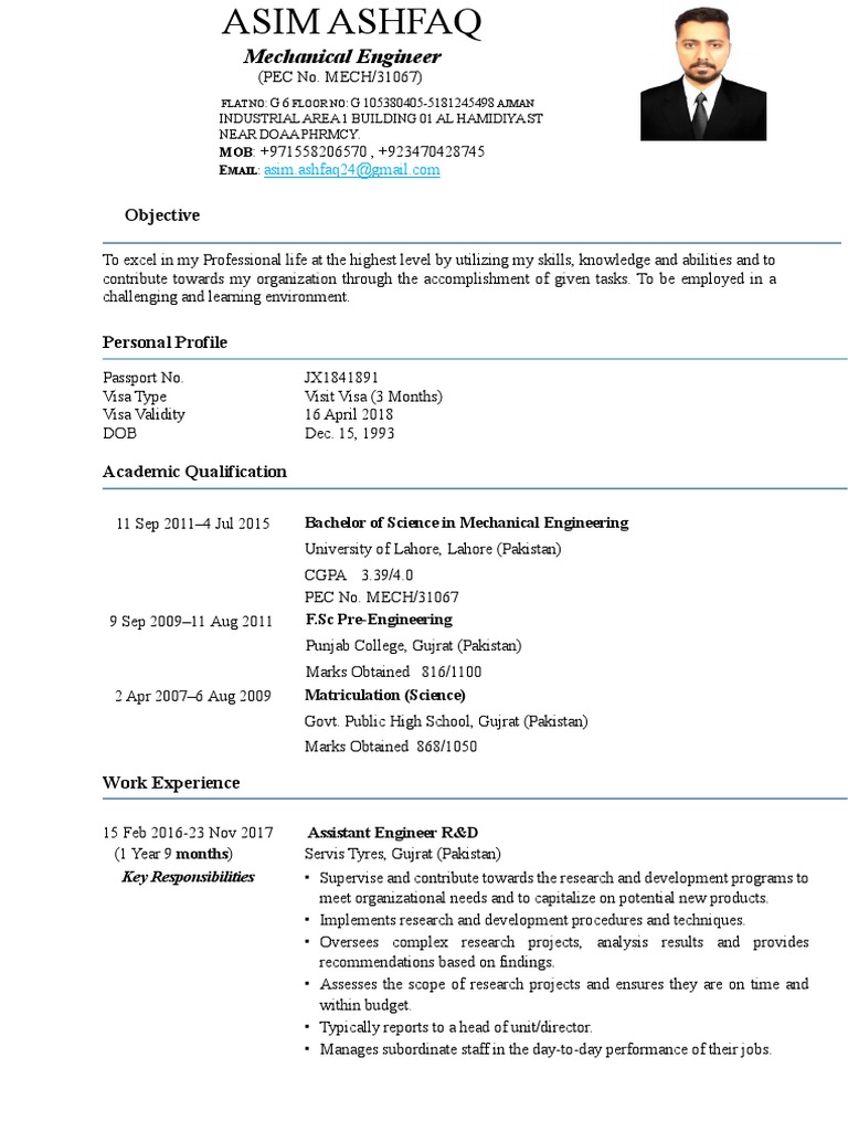 resume format for uae