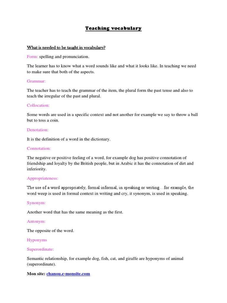 Teaching Vocabulary: Form | PDF | Foreign Language Studies