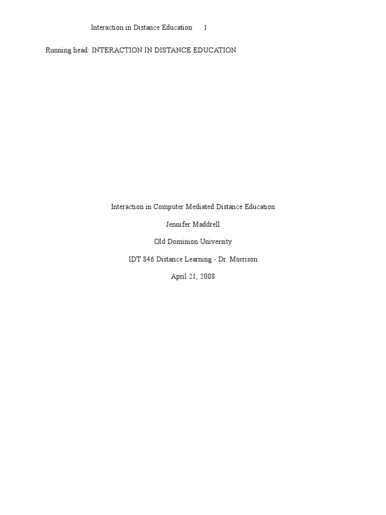 Understanding Interaction in Distance Education | PDF | Distance ...