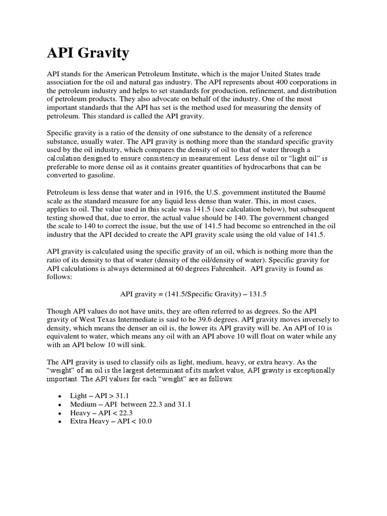 API Gravity PDF Oils Petroleum