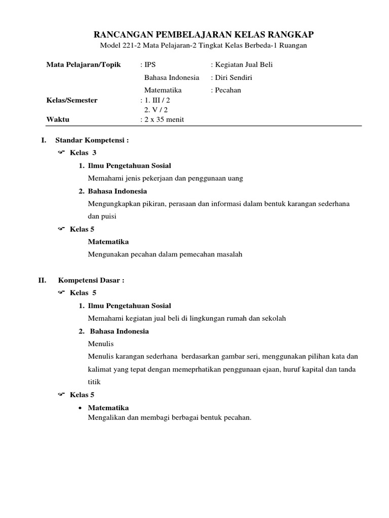 48+ Rpp pembelajaran kelas rangkap model 211 kurikulum 2013 ideas