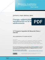 Cuerpo, Subjetividad y Socialización en La Infancia y La Adolescencia