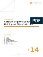 Absolute Beginner S1 #14 Helping in A Filipino Kitchen: Lesson Notes
