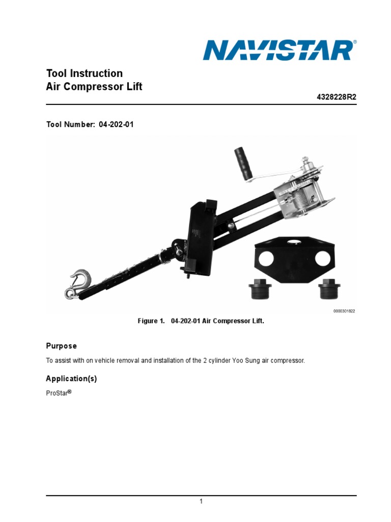Tool Instruction Air Compressor Lift PDF Vehicles Elevator