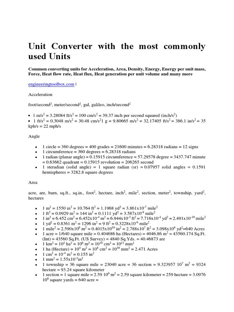 Unit Conversion Guide for Engineers | PDF