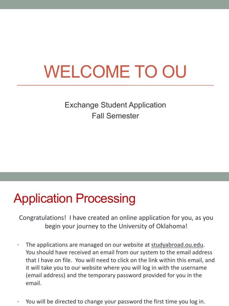 OU Exchange Student Application Guide | PDF | Business | Computing And ...