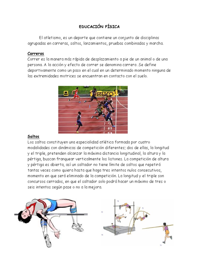 Tipos de Saltos y Lanzamientos en Atletismo | PDF