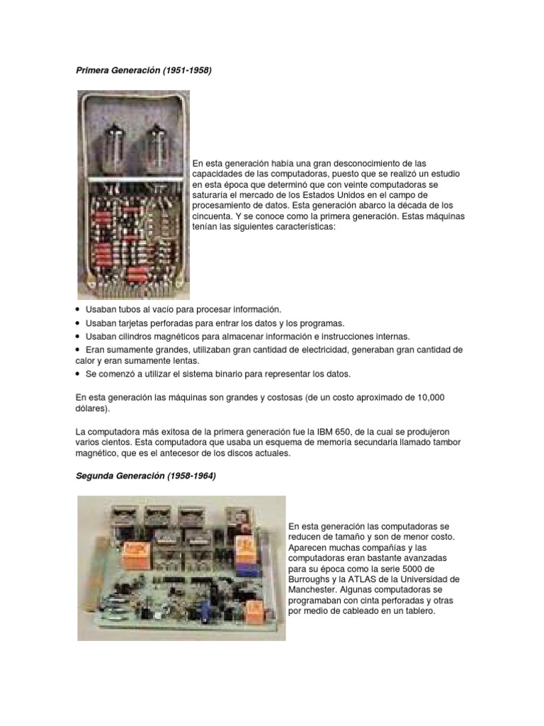 Evolución de las Generaciones de Computadoras | PDF | Circuito ...