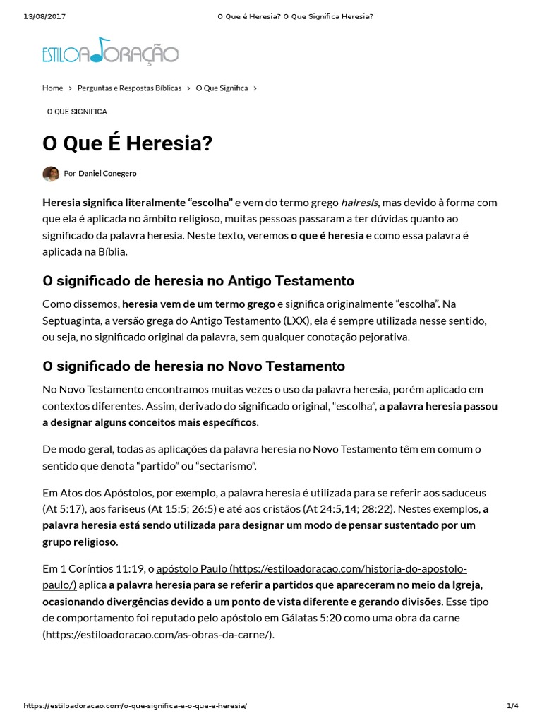 O Que É Heresia - O Que Significa Heresia - OK | PDF | Heresia ...
