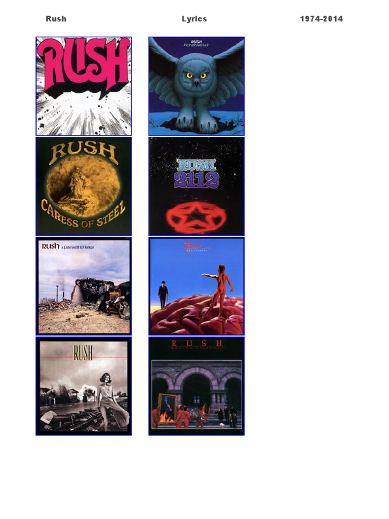 All Rush Song Lyrics - Albums From 1974 To 2014 | PDF | Nature