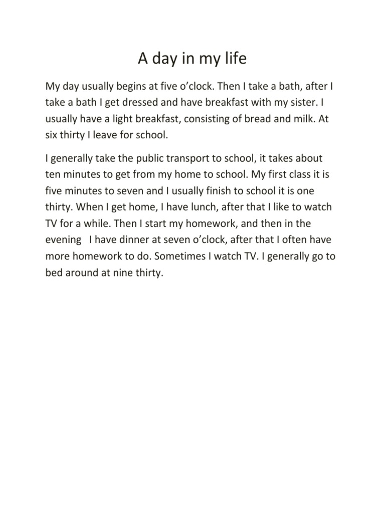 A Day in My Life | PDF