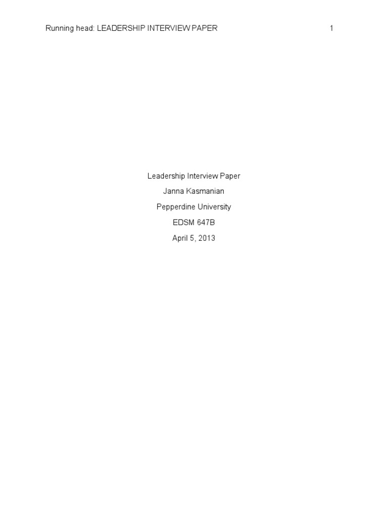 Leadership Interview Paper | PDF | Leadership | Teachers