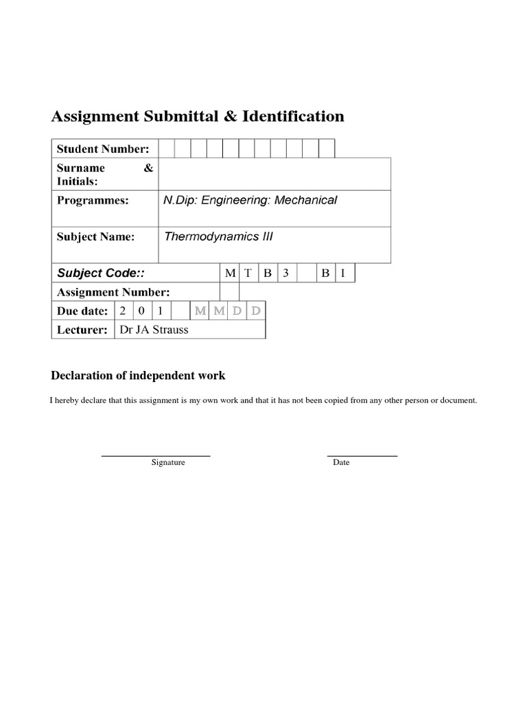 Assignment Submission Declaration Form | PDF