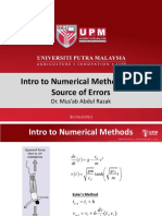 Intro To Numerical Methods and Source of Errors: Dr. Mus'ab Abdul Razak