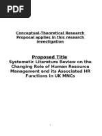 Download Changing Role of Human Resource Management and Its Associated HR Functions in UK MNCs - Business Research Proposal by Sandro Ananiashvili SN37290530 doc pdf