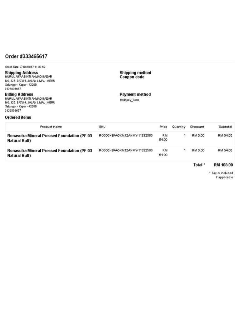 Lazada - Print Order PDF | PDF