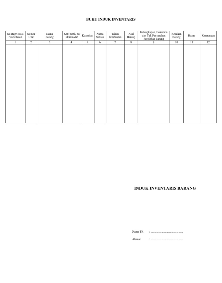 Buku Induk Inventaris