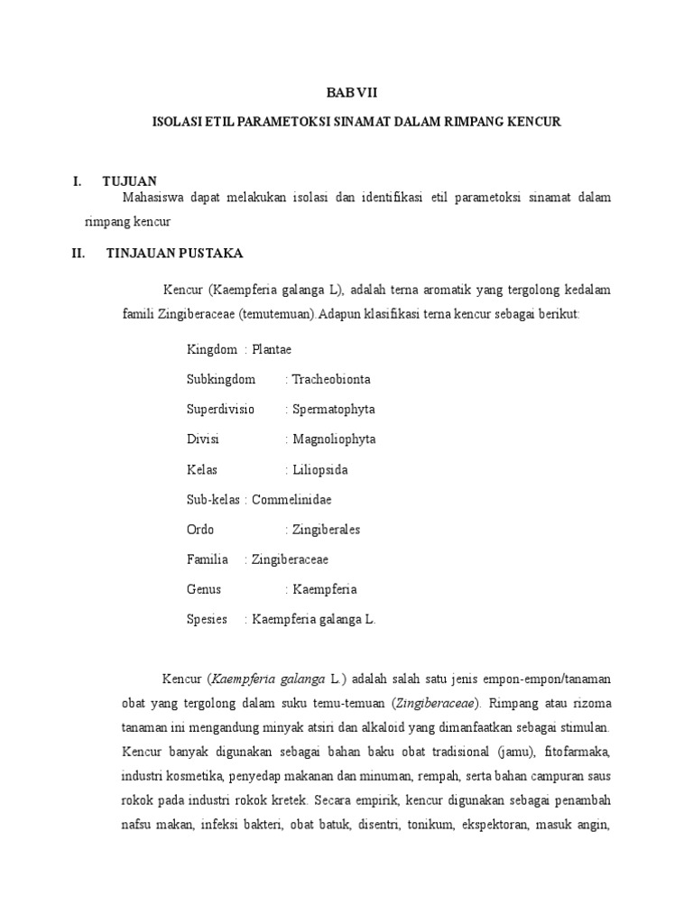 Isolasi Etil P-Metoksi Sinamat Kencur | PDF | Sains & Matematika