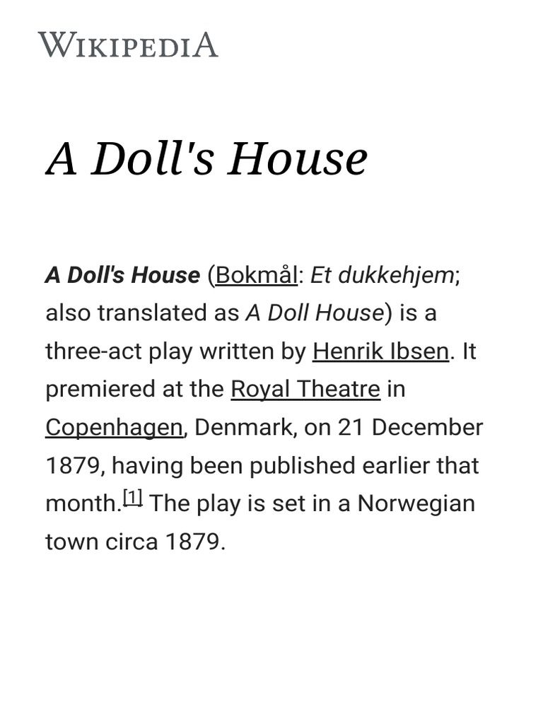 A Doll's House Wikipedia PDF A Doll's House Theatre
