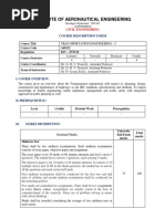 Institute of Aeronautical Engineering: Course Description Form