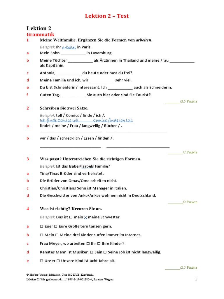 Sicher B2 1 Test Lektion 2