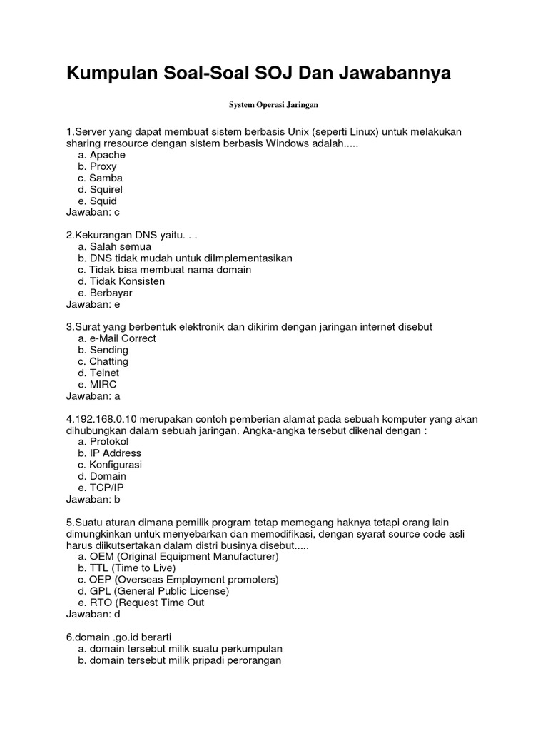 Kumpulan Soal Soj