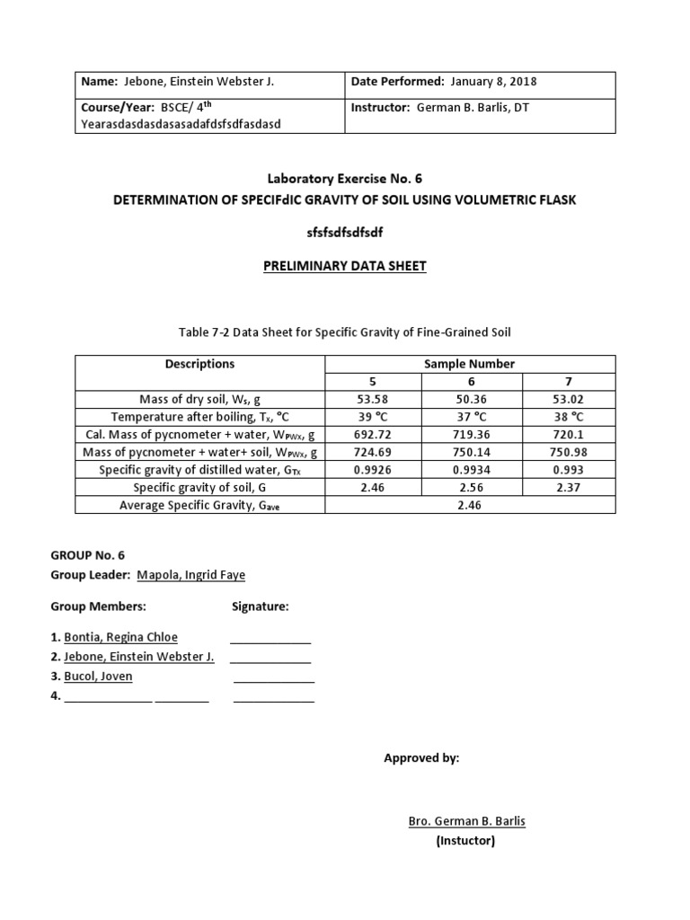 Determination of Specific Gravity of Soil Using Volumetric Flask and Pycnometer Laboratory
