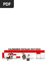 Calendário escolar ano letivo 2017-2018 tema piratas