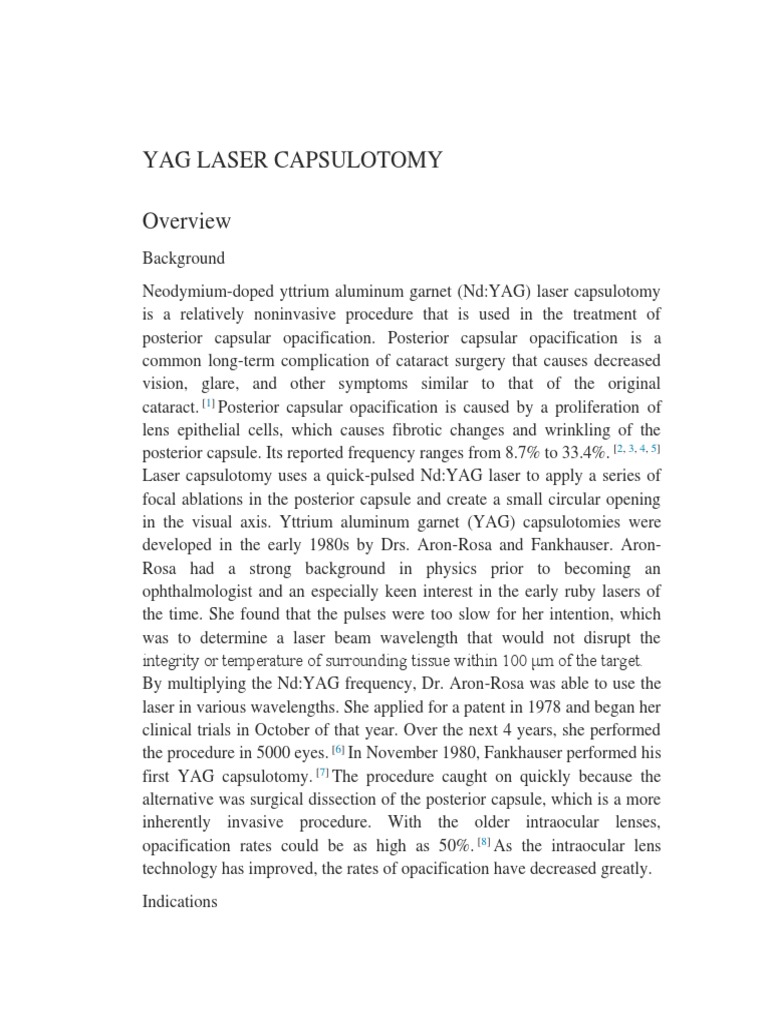 A Comprehensive Guide to NdYAG Laser Capsulotomy History, Indications