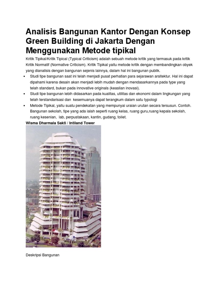 Green Building Office Building Analysis in Jakarta Using Typical Method