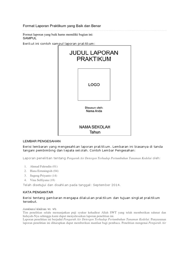 Format Laporan Praktikum Yang Baik Dan Benar