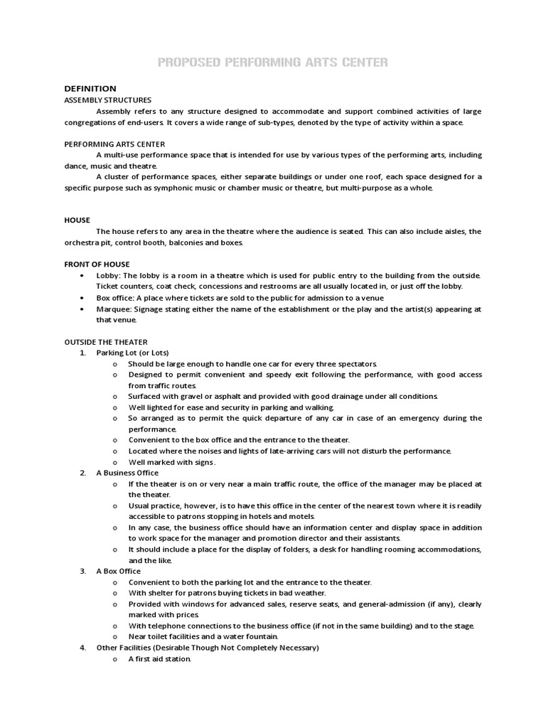 Performing Arts Center Final Pdf Stairs Performing Arts