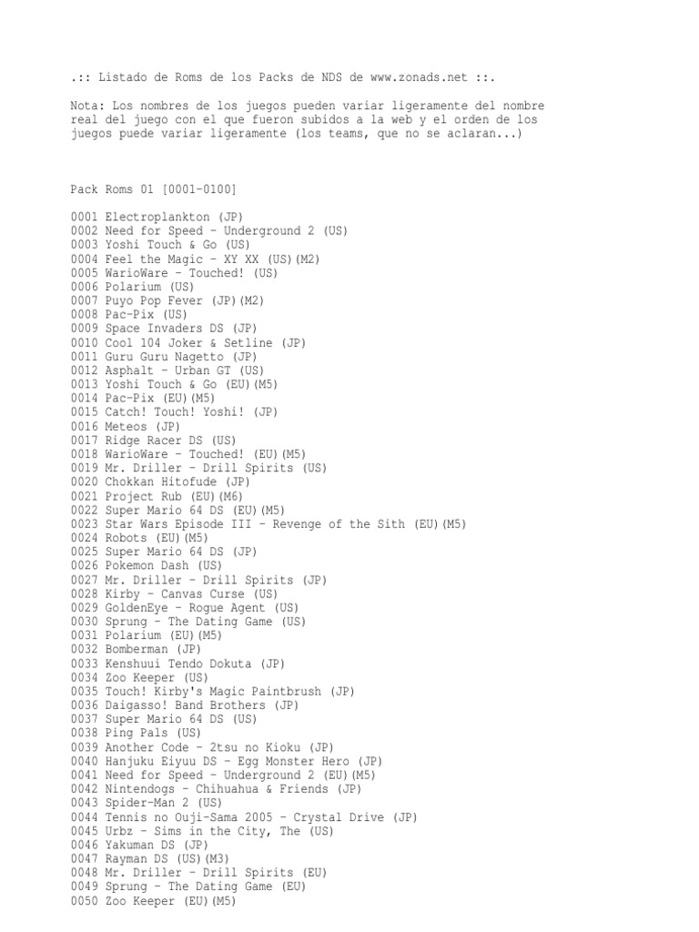 Listadoromsnds | PDF