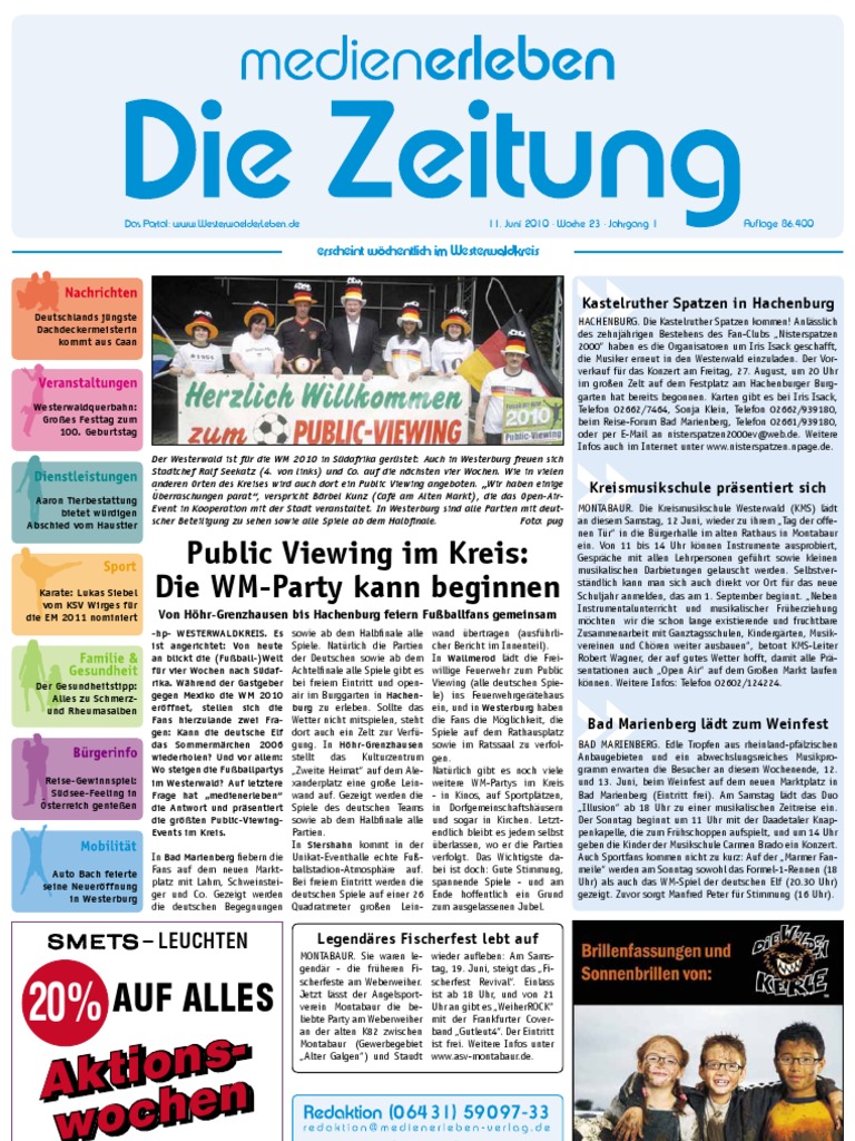 Westerwalder Leben Kw 23 11 06 2010 Die Zeitung Als E Paper