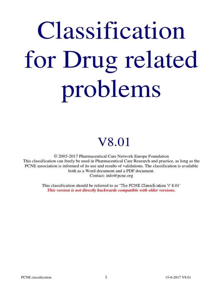 215 PCNE Classification V8-01 PDF | PDF | Dose (Biochemistry) | Chemistry