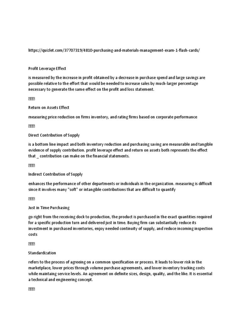 4810 Purchasing and Materials Management Exam 1 PDF Inventory