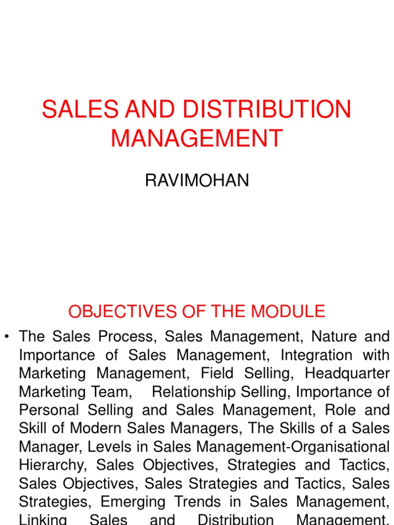 Sales and Distribution Management Overview | PDF | Sales | Distribution ...