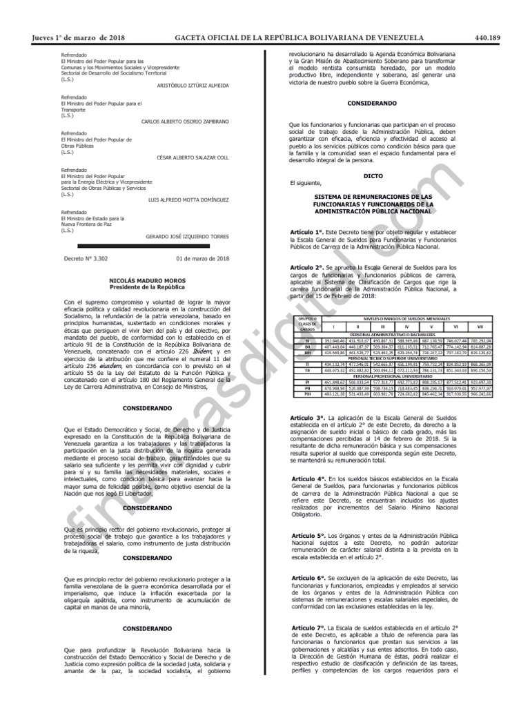 Gaceta Oficial Aumento Salarial PDF Salario Venezuela