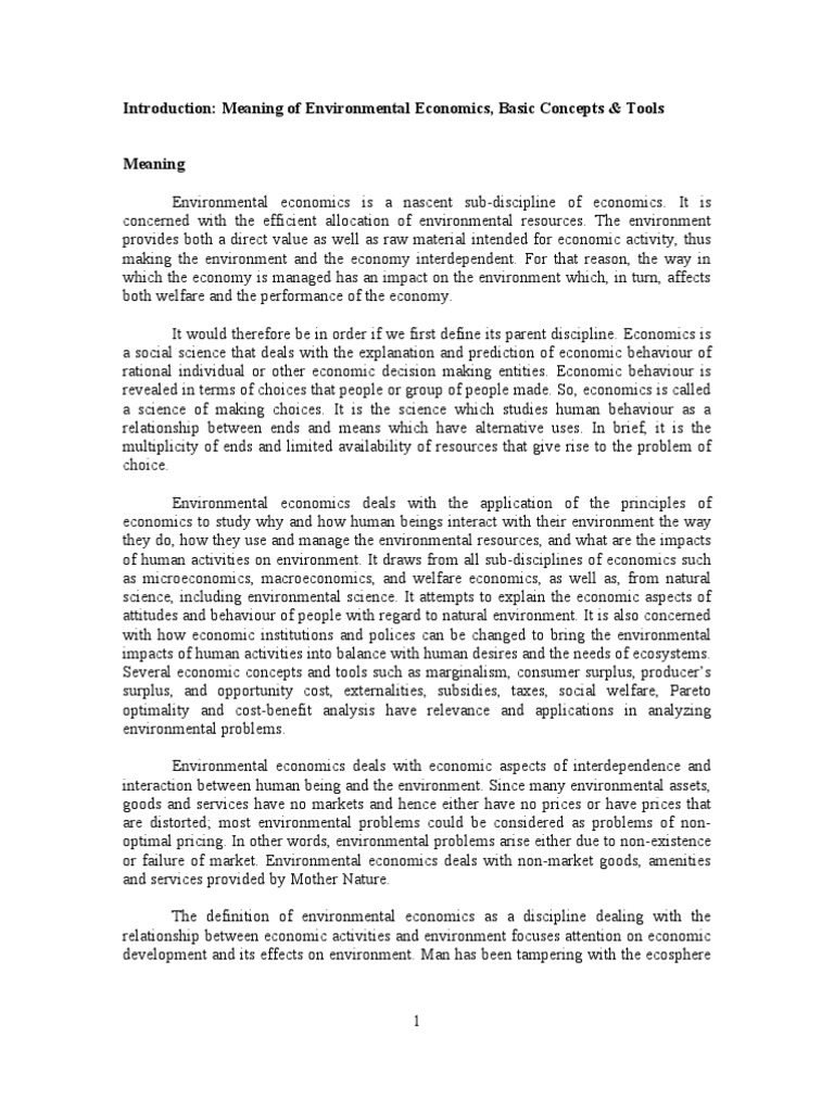 Introduction To Environmental Economics Pdf Economics Externality