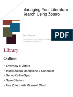 Managing Your Literature Search Using Zotero: Deb Werner