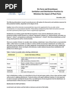On-Farm and Greenhouse Sanitation and Disinfection Practices To Minimize The Impact of Plant Pests