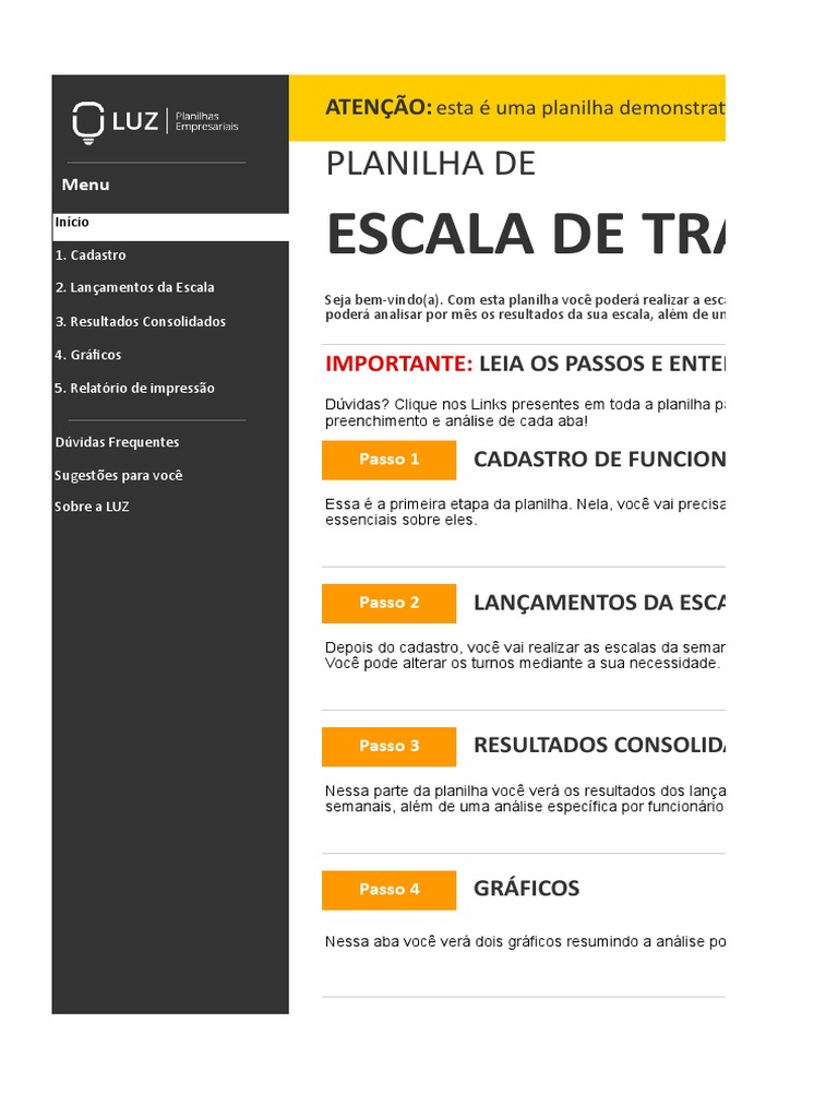 Planilha de Escala 6x1 para Funcionários | PDF | Plano de negócios ...