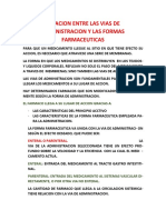 Relacion Entre Las Vias de Administracion y Las Formas Farmaceuticas