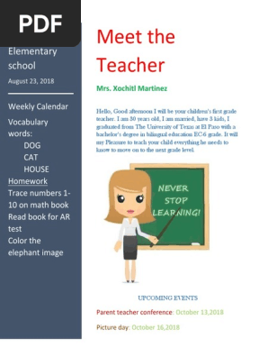 meet the teacher newsletter edt 3371