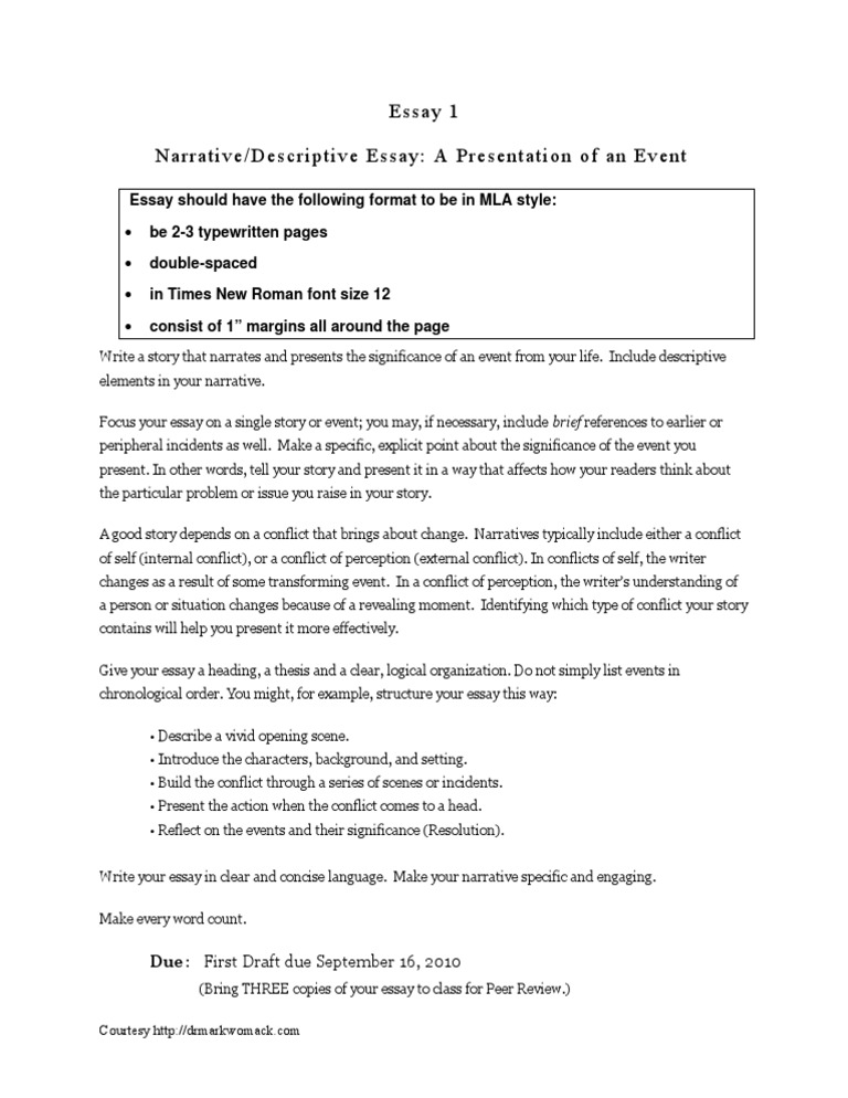 Narrative Descriptive Essay